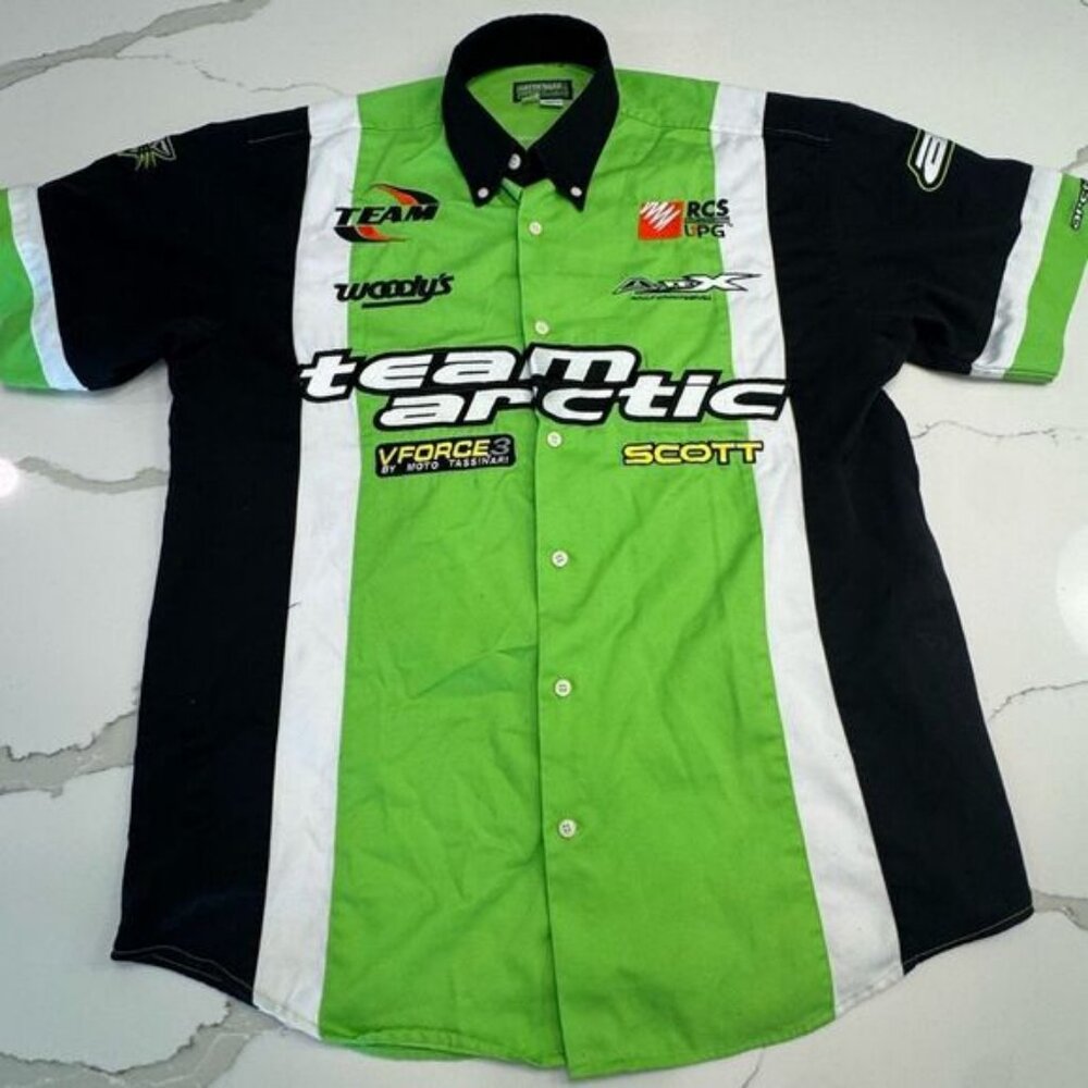 Mens Green and Black Racing Shirt
